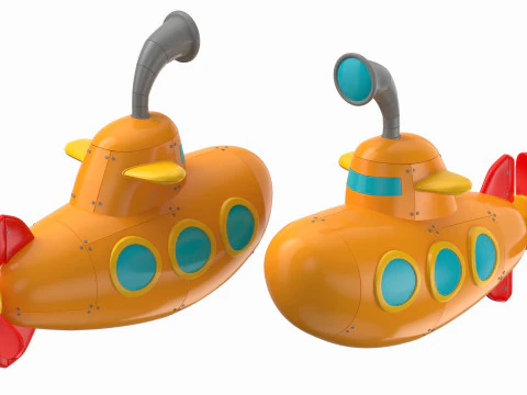 Cartoon Submarine Yellow 3D Model
