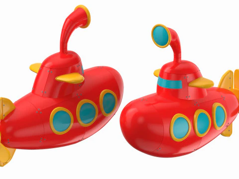 Cartoon Submarine Yellow 3D Model