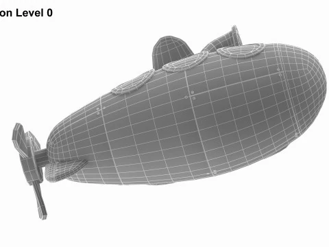 Cartoon Submarine Yellow 3D Model