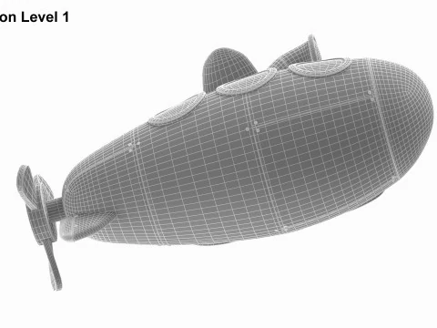 Cartoon Submarine Yellow 3D Model