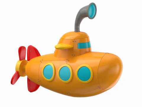 Cartoon Submarine Orange 3D Model