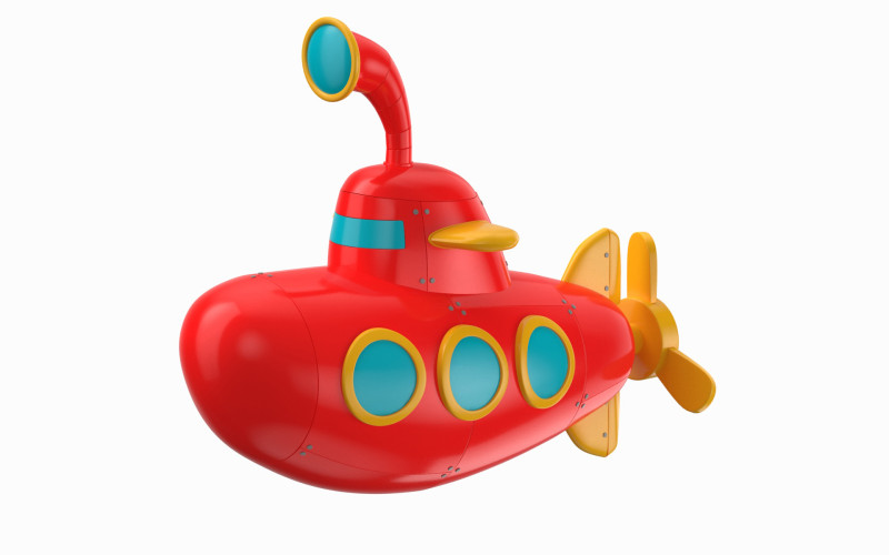 Cartoon Submarine Red 3D Модель .c4d .max .obj .3ds .fbx .stl .blend 