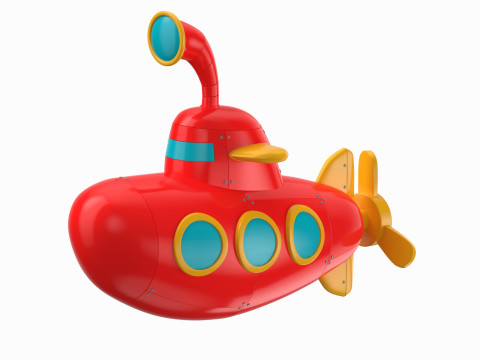 Cartoon Submarine Red 3D Model