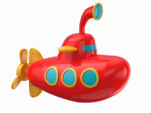 Cartoon Submarine Red 3D Модель