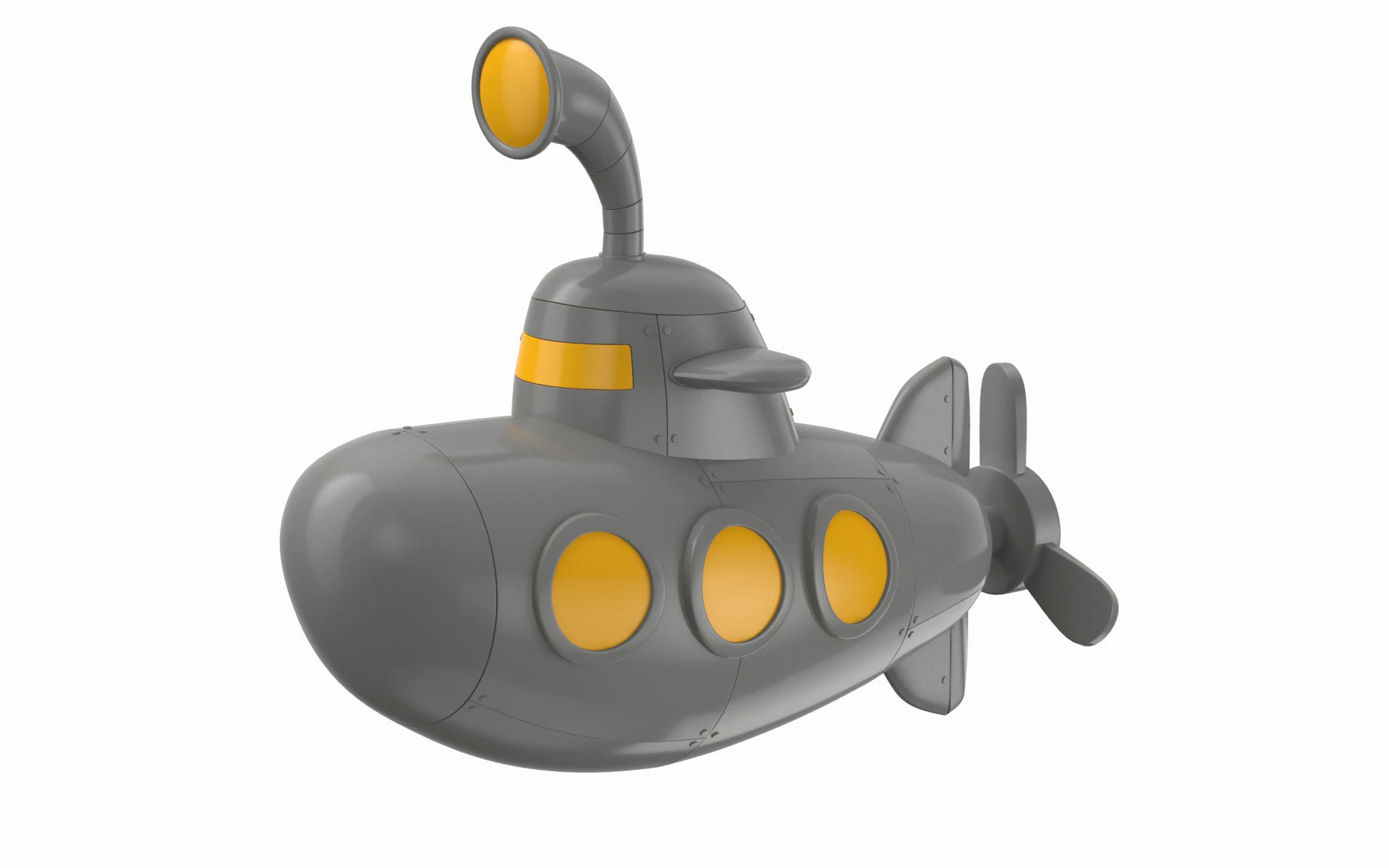 Cartoon Submarine Grey 3D Model .c4d .max .obj .3ds .fbx .stl .blend 