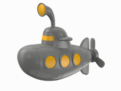Cartoon Submarine Grey 3D Model