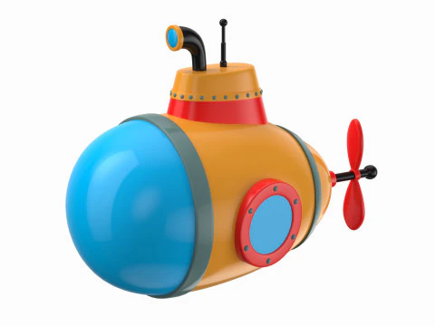 Submarino Estilo Dibujos Animados Amarillo Modelo 3D