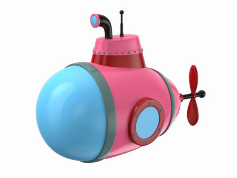 Submarino estilo dibujos animados rosa Modelo 3D