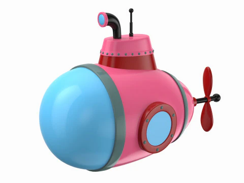 Cartoon Style Submarine Pink 3D Model
