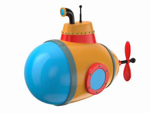 Cartoon Style Submarine Pink 3D Model