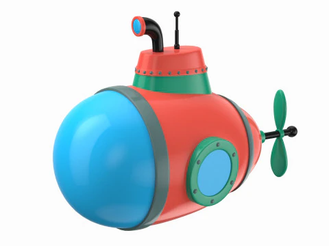 Cartoon Style Submarine Pink 3D Model
