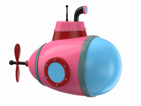 Cartoon Style Submarine Pink 3D Model