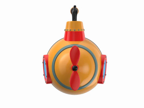 Cartoon Style Submarine Pink 3D Model