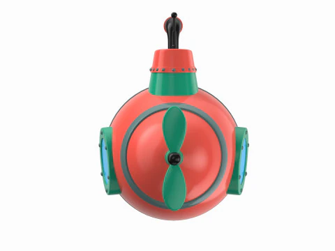 Cartoon Style Submarine Pink 3D Model