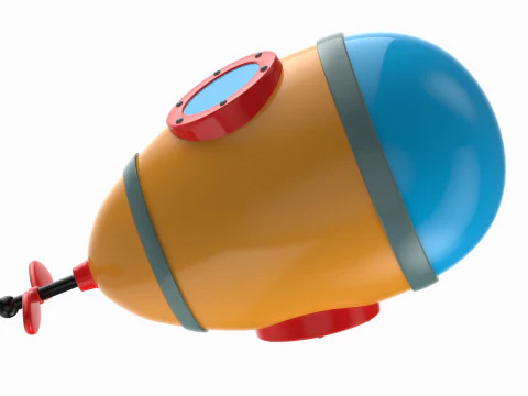 Cartoon Style Submarine Pink 3D Model
