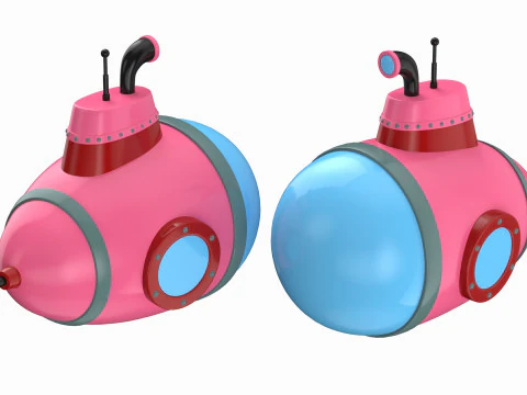 Cartoon Style Submarine Pink 3D Model
