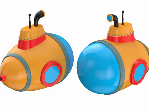 Cartoon Style Submarine Pink 3D Model