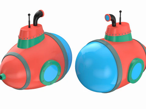 Cartoon Style Submarine Pink 3D Model