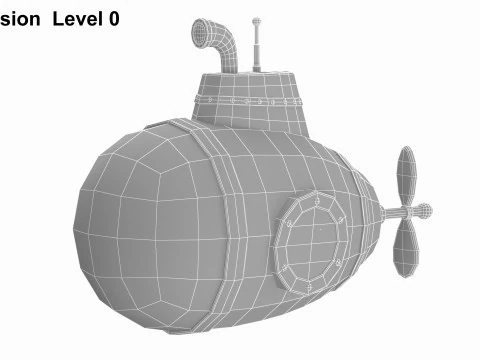 Cartoon Style Submarine Pink 3D Model