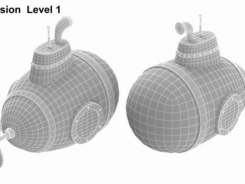 Cartoon Style Submarine Pink 3D Model