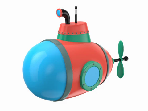 Submarino estilo dibujos animados rojo Modelo 3D