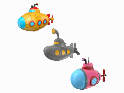 Cartoon Submarines Collection 3D Model