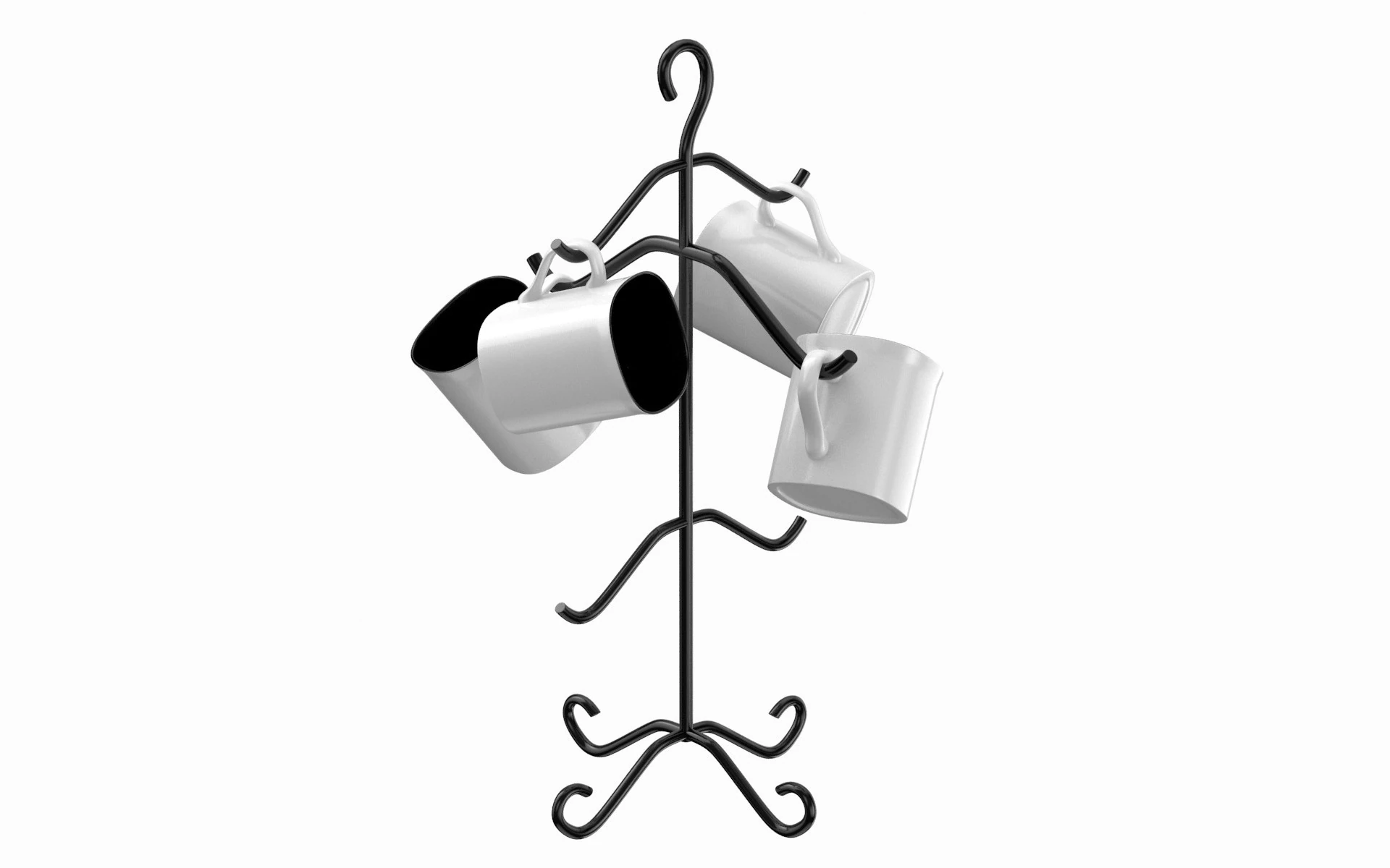 Mug Tree Stand Set 3D Model .c4d .max .obj .3ds .fbx .stl .blend