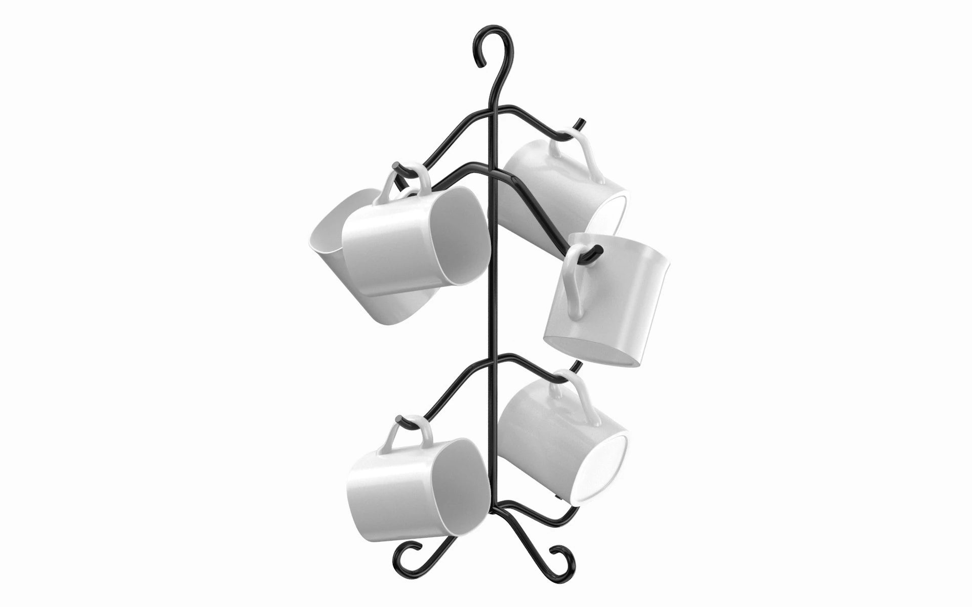 Mug Tree Stand With Mugs 3D Model .c4d .max .obj .3ds .fbx .stl .blend