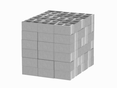 Cinder Blocks Stack 3D Model