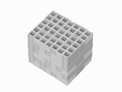 Cinder Blocks Stack 3D Model