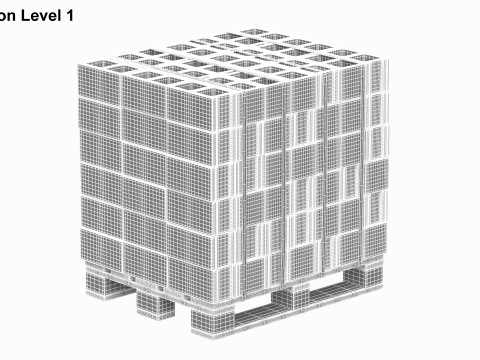 Cinder Blocks On Wooden Pallet 3D-Modell