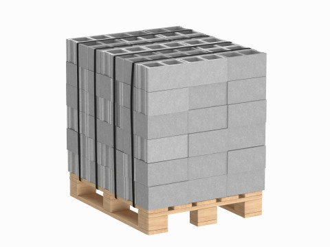 Cinder Blocks On Wooden Pallet 3D-Modell