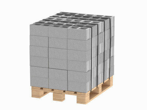 Cinder Blocks On Wooden Pallet 3D-Modell