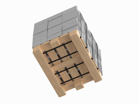 Cinder Blocks On Wooden Pallet 3D-Modell