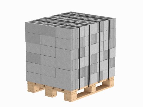 Cinder Blocks On Wooden Pallet 3D-Modell