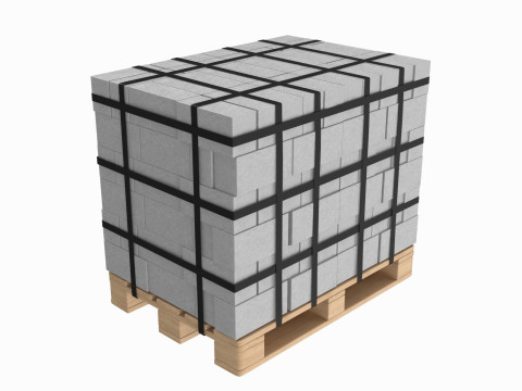 Concrete Blocks On Wood Pallet 3D Model