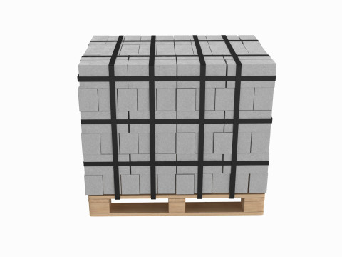 Concrete Blocks On Wood Pallet Modelo 3D