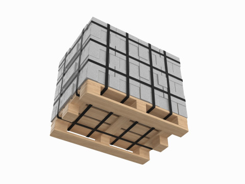 Concrete Blocks On Wood Pallet Modelo 3D