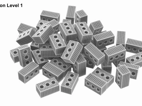 Pile Of Concrete Bricks 3D Model