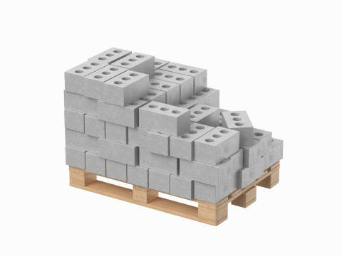 Concrete Bricks On Wooden Pallet 3D मॉडल