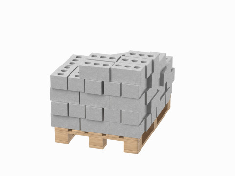 Concrete Bricks On Wooden Pallet 3D मॉडल