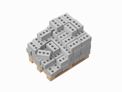 Concrete Bricks On Wooden Pallet 3D मॉडल