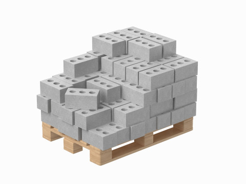 Concrete Bricks On Wooden Pallet 3D मॉडल