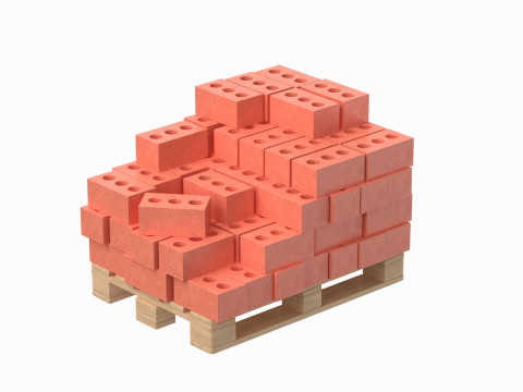 Bricks On Wooden Pallet 3Dモデル