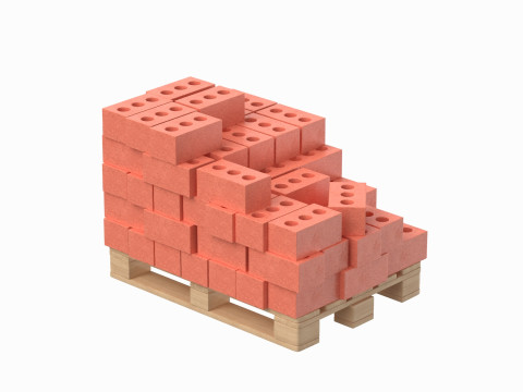 Bricks On Wooden Pallet 3Dモデル