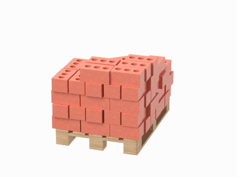 Bricks On Wooden Pallet 3Dモデル