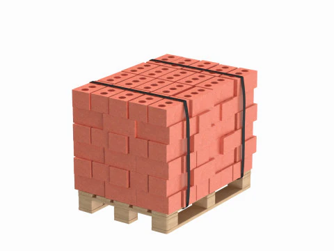 Кирпичи на деревянном поддоне 3D Модель