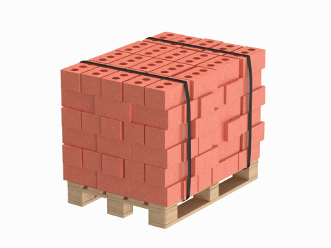Bricks On Wooden Pallet Model 3D
