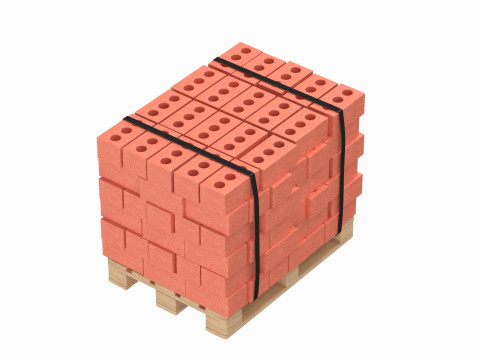 Bricks On Wooden Pallet Model 3D