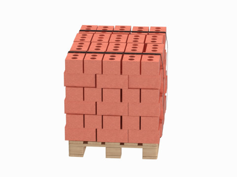 Bricks On Wooden Pallet Model 3D